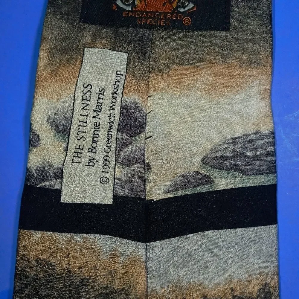Endangered Species Silk Tie-The Stillness by Bonnie Marris  1999 Bears Width 4